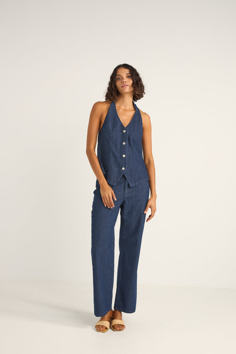 Pinstripe Mid-Rise Pant
