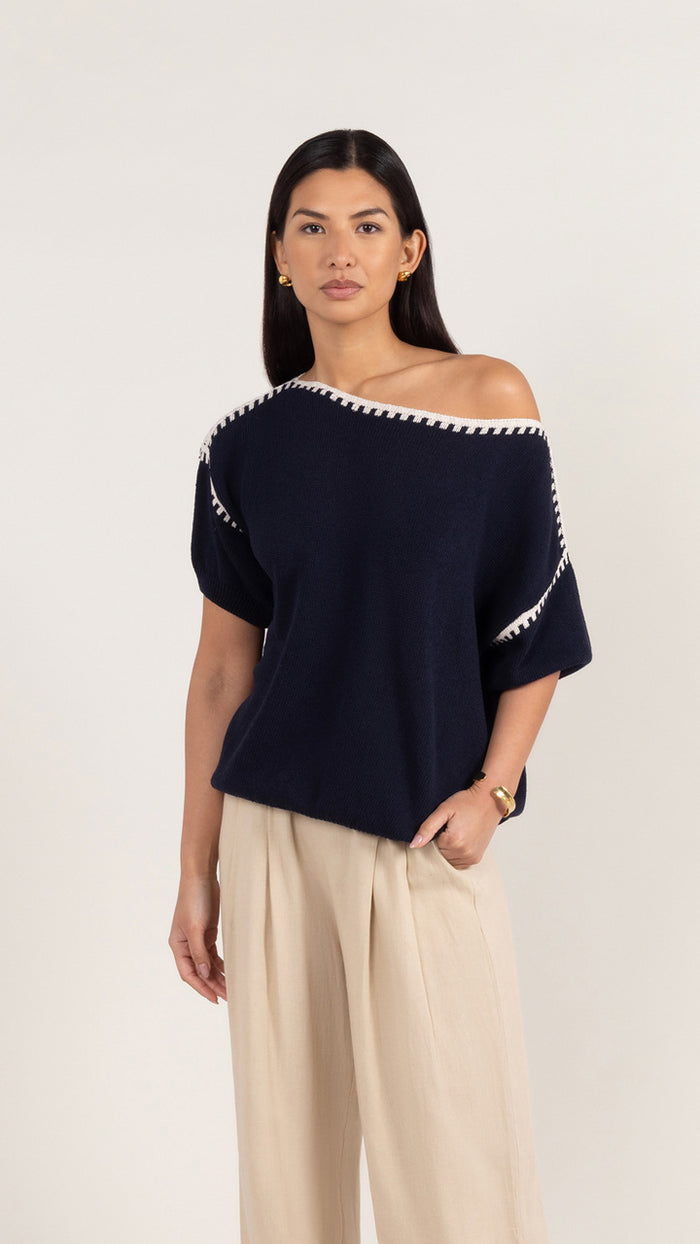 Billie Blanket Stitch Knit Tee