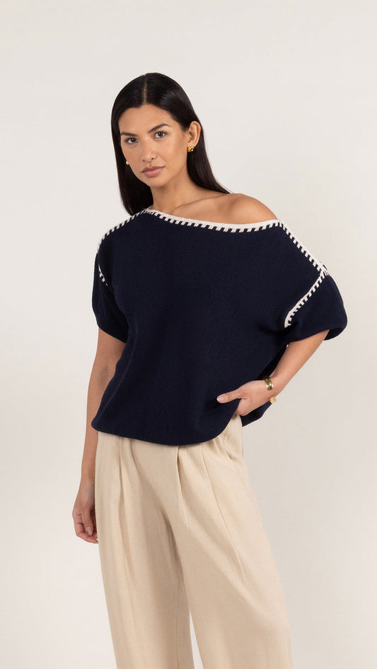 Billie Blanket Stitch Knit Tee