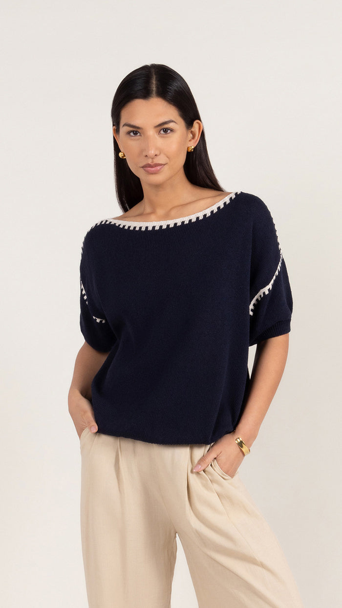 Billie Blanket Stitch Knit Tee