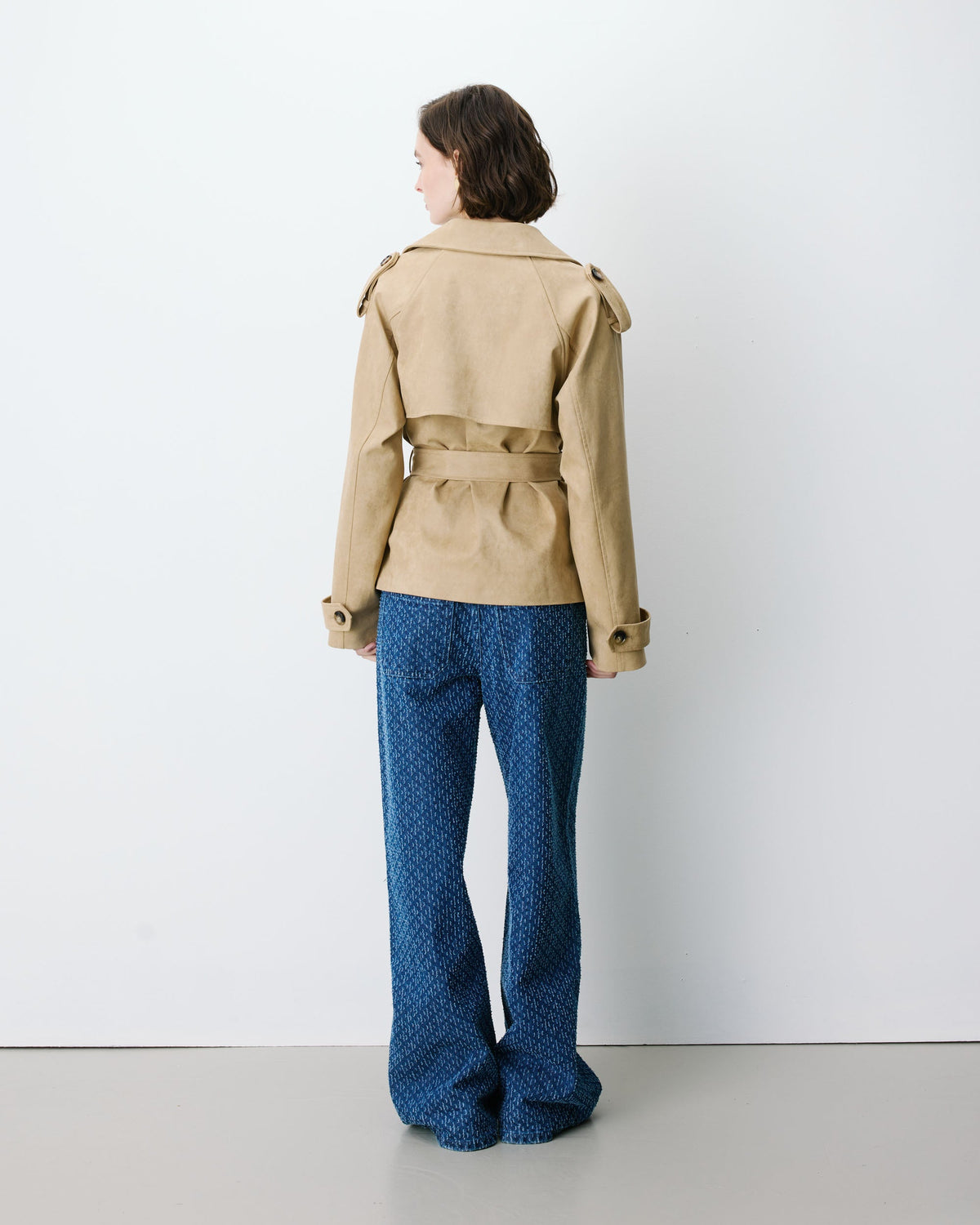 Ashley Short Suede-Effect Trench Coat