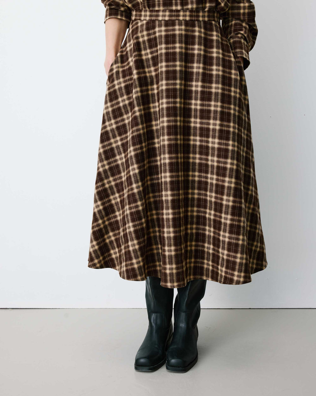Adonia Plaid Flannel A-line Maxi Skirt