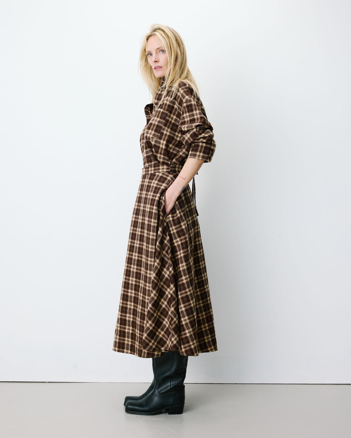 Adonia Plaid Flannel A-line Maxi Skirt
