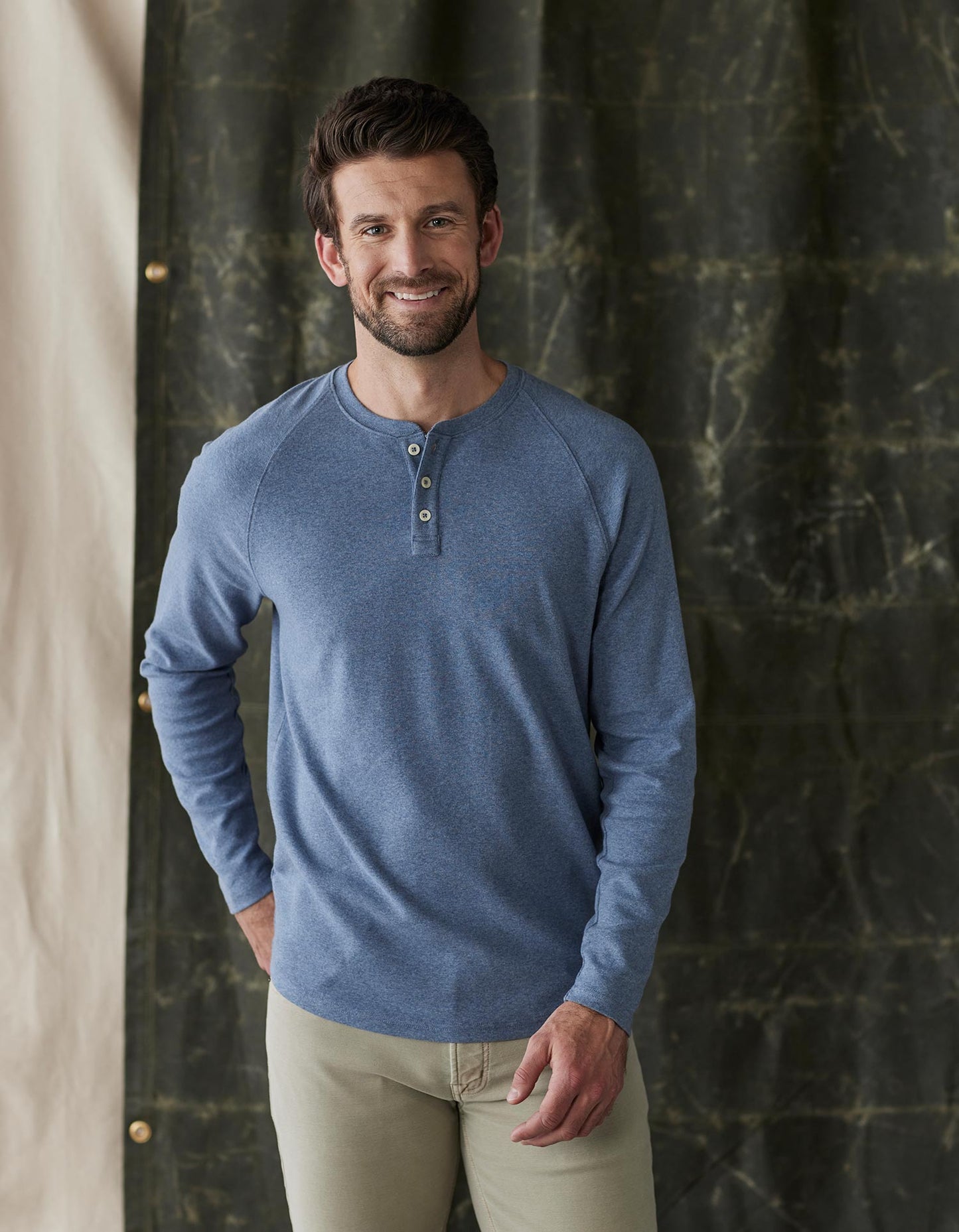 Puremeso Everyday Henley Slate Blue