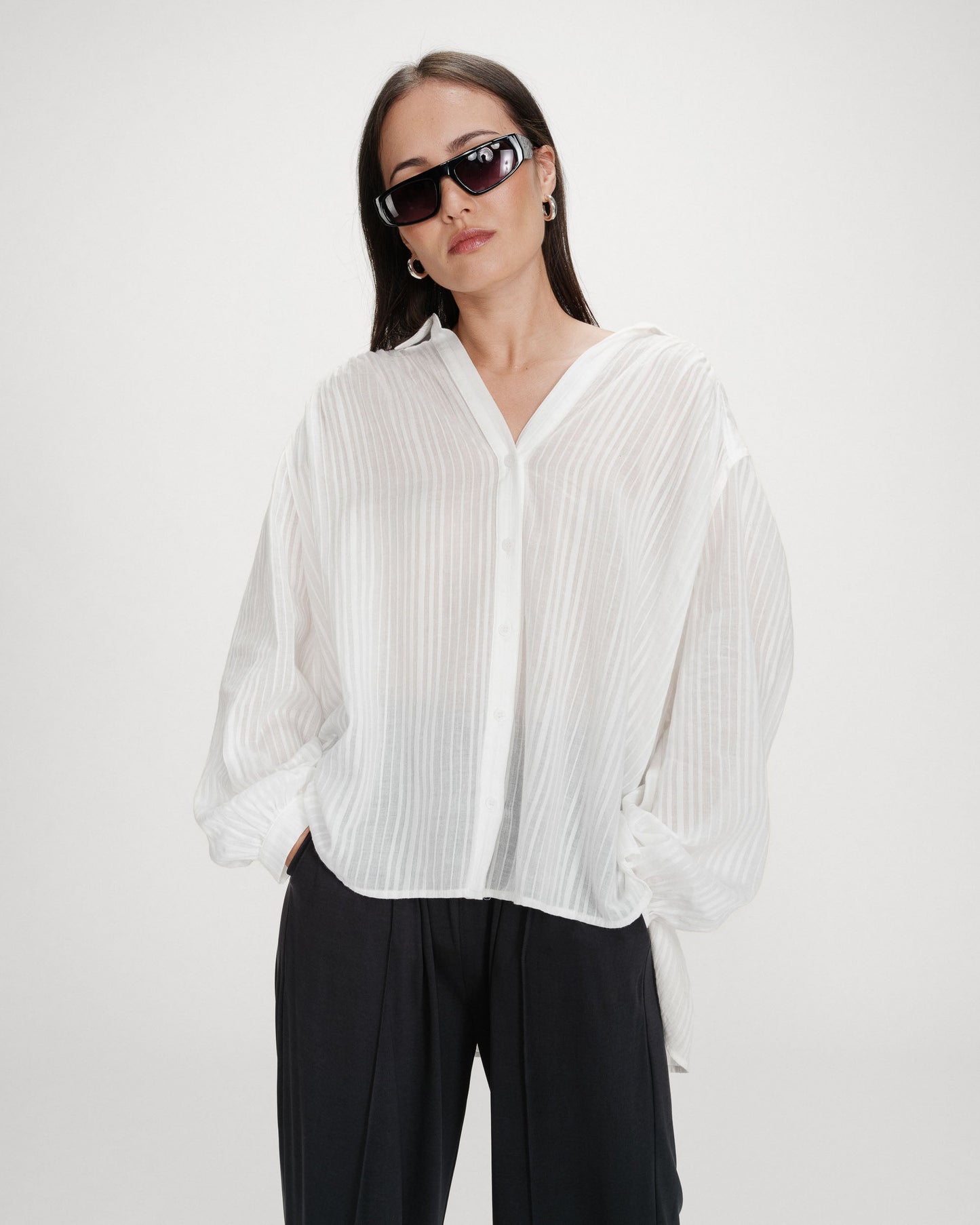 Vibes Oversized Striped Blouse