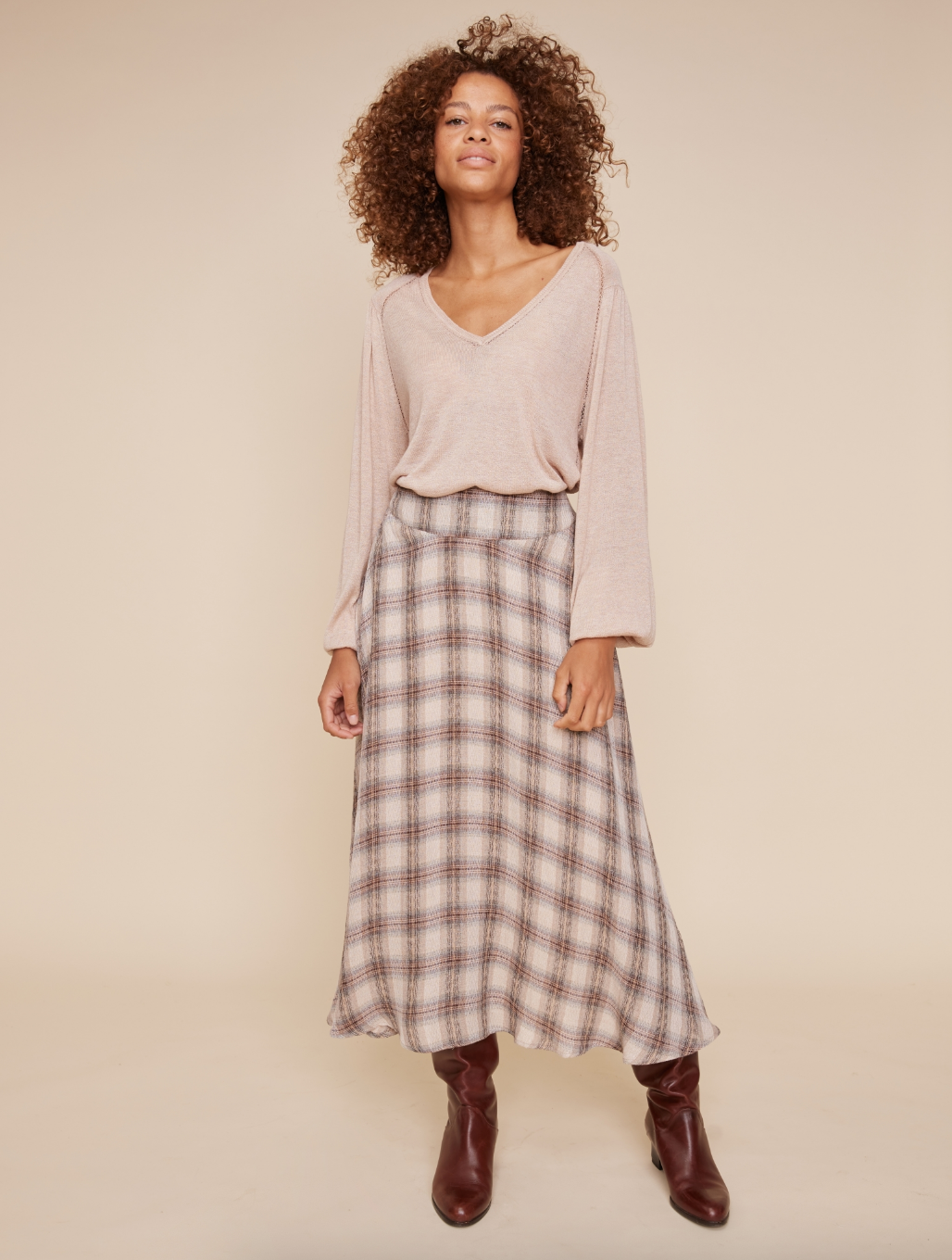 Joussan Plaid Maxi Skirt