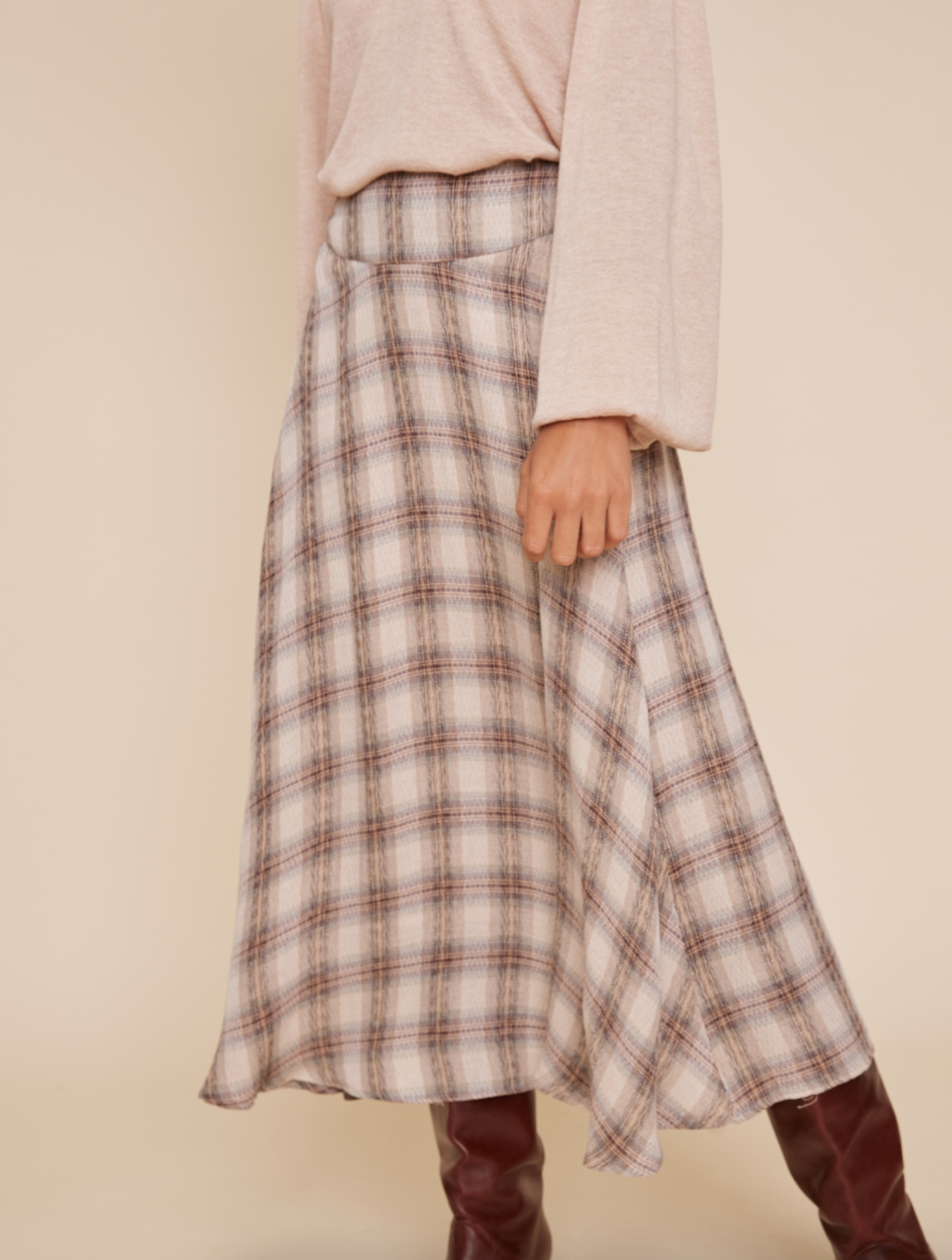 Joussan Plaid Maxi Skirt