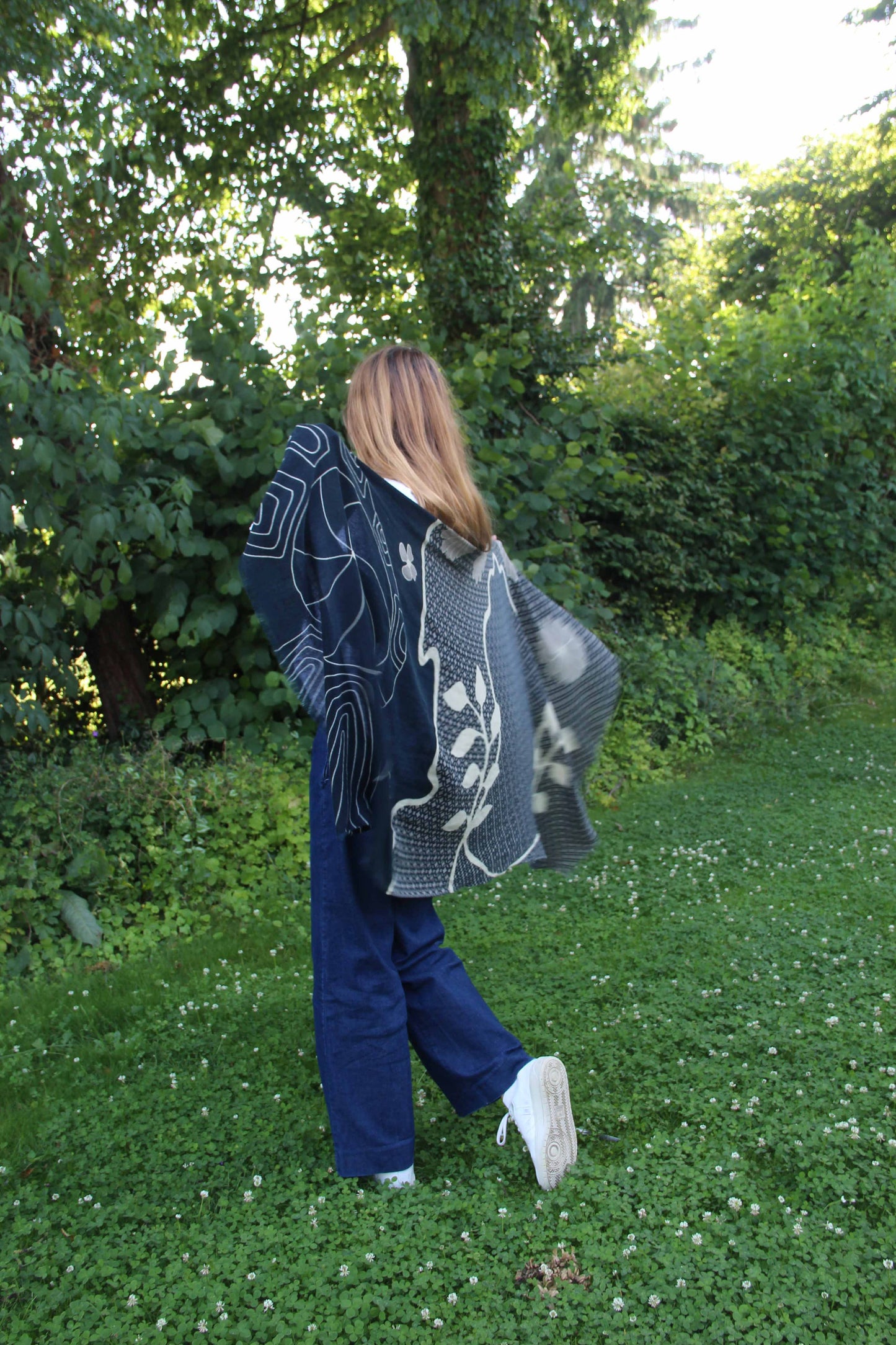 Navy Navy Origami XL Scarf