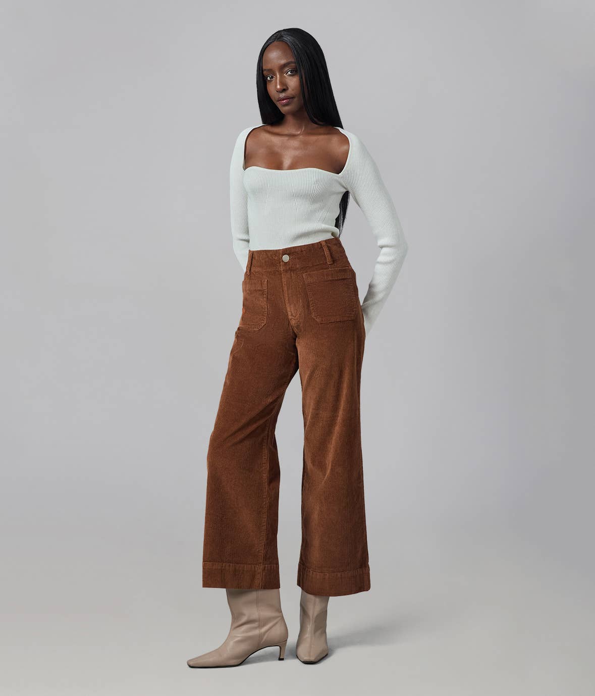 Blazed Brown High Rise Wide Leg Cord
