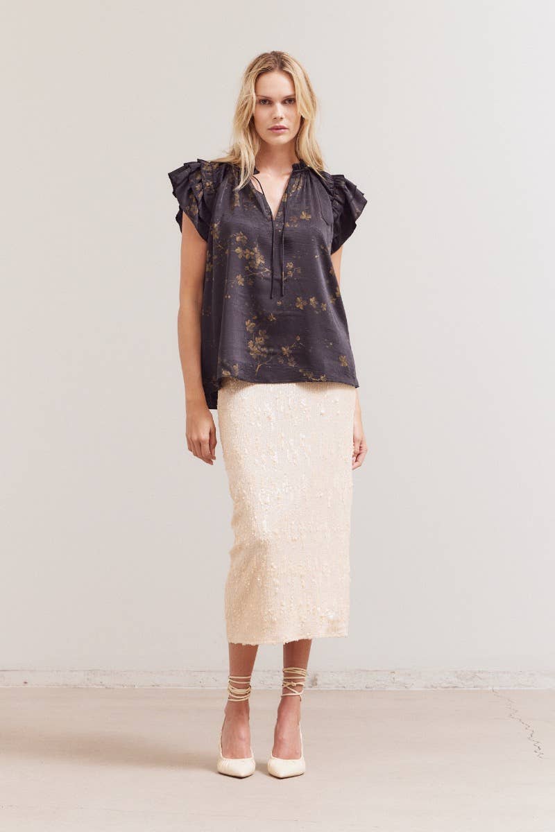 April Satin Ruffle Top