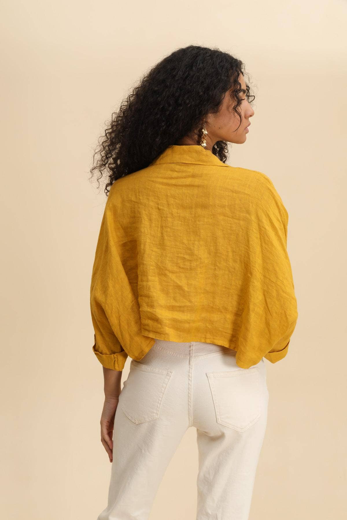 Imogen Cropped Linen Button Up