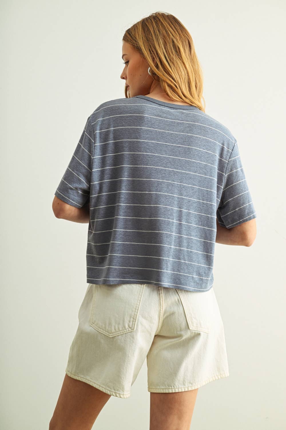 Ruby Stripe Cotton Linen Blend Tee