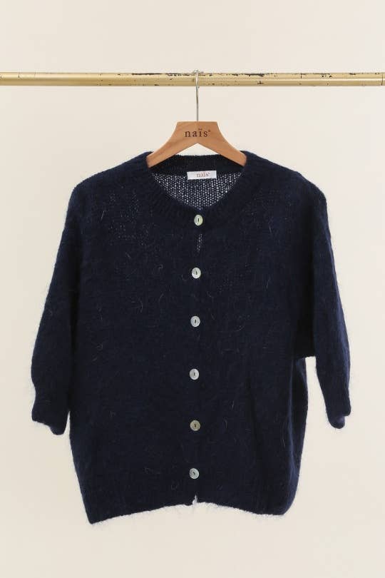 Eliza Mohair and Wool Short Sleeved Cardigan