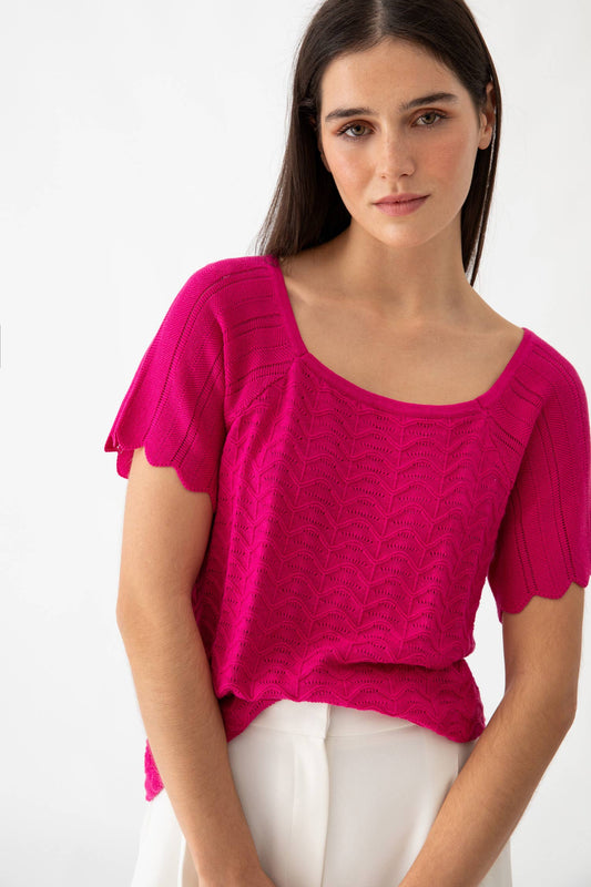 Magenta Lace Tee