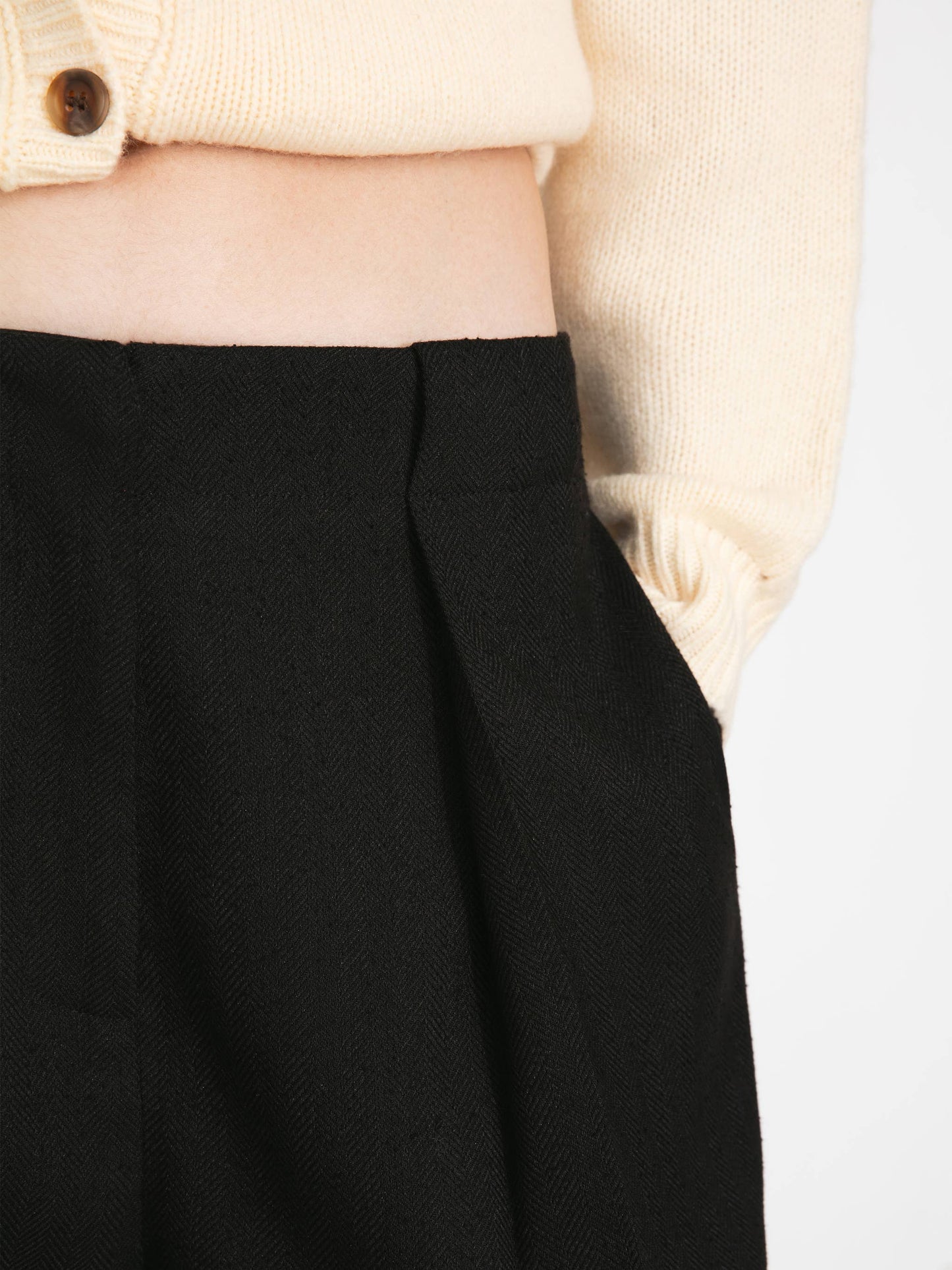 Draped Pleated Wide-Leg Pants