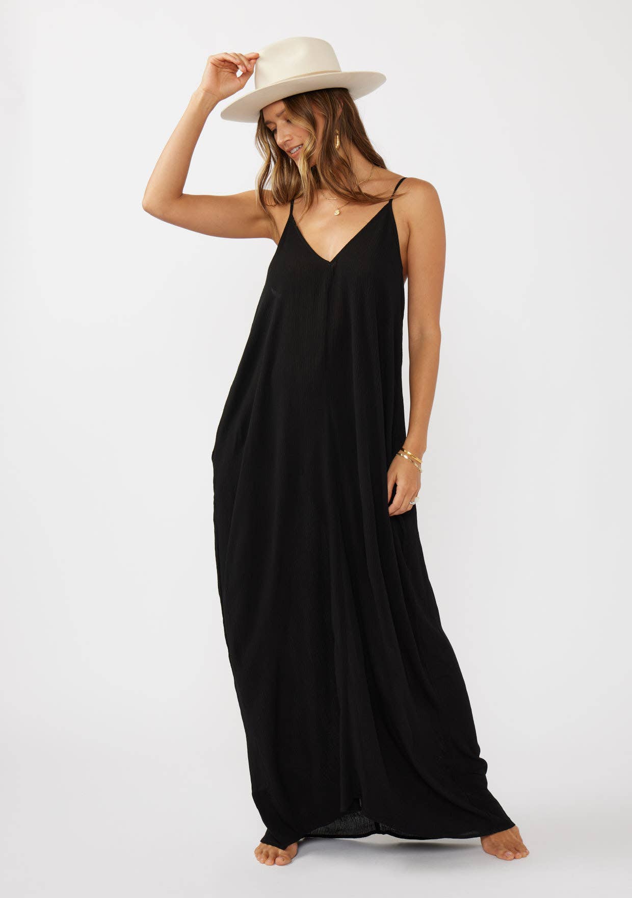 Cocoon V-Neck Maxi Dress with Pockets