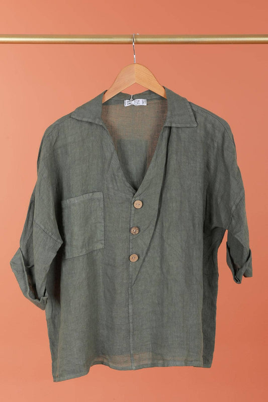 Victoria Linen Collared Blouse