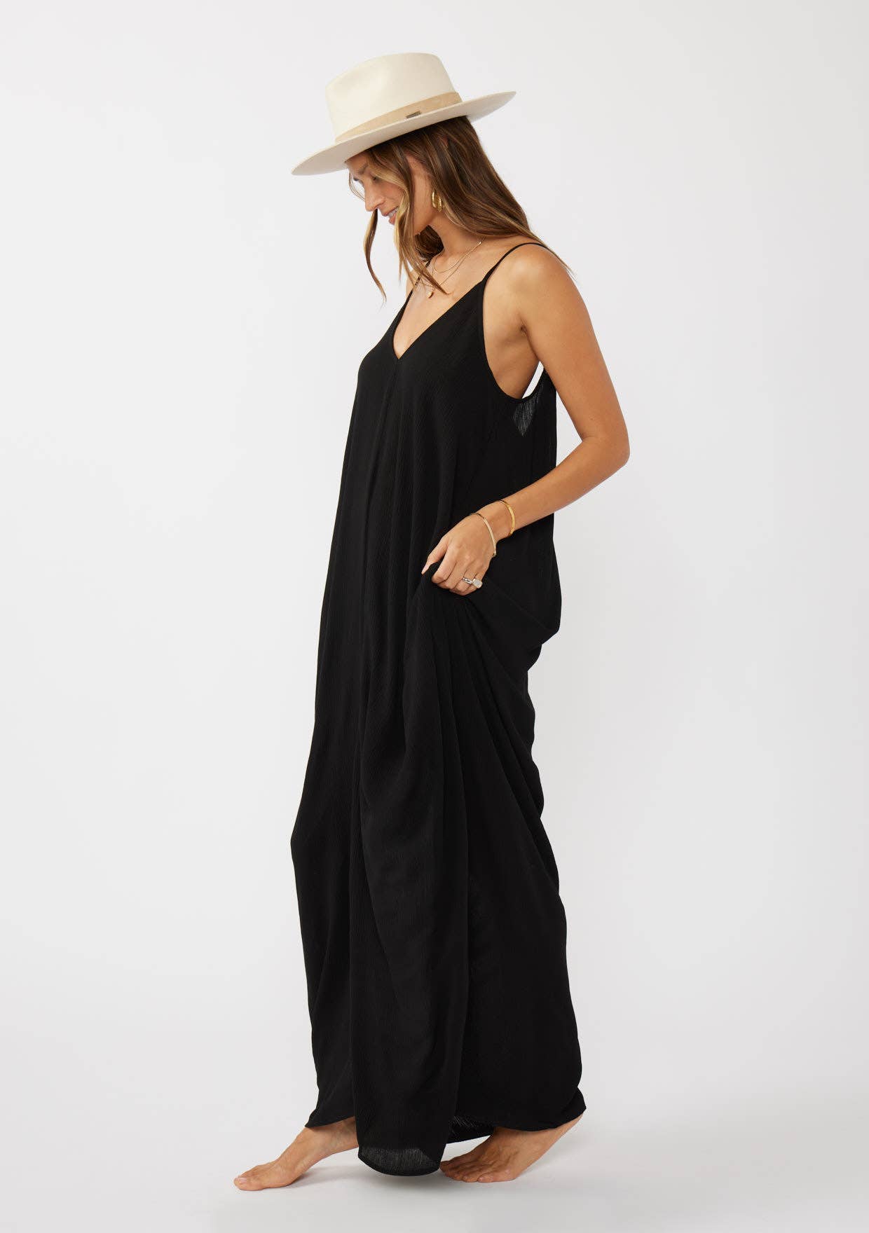 Cocoon V-Neck Maxi Dress with Pockets