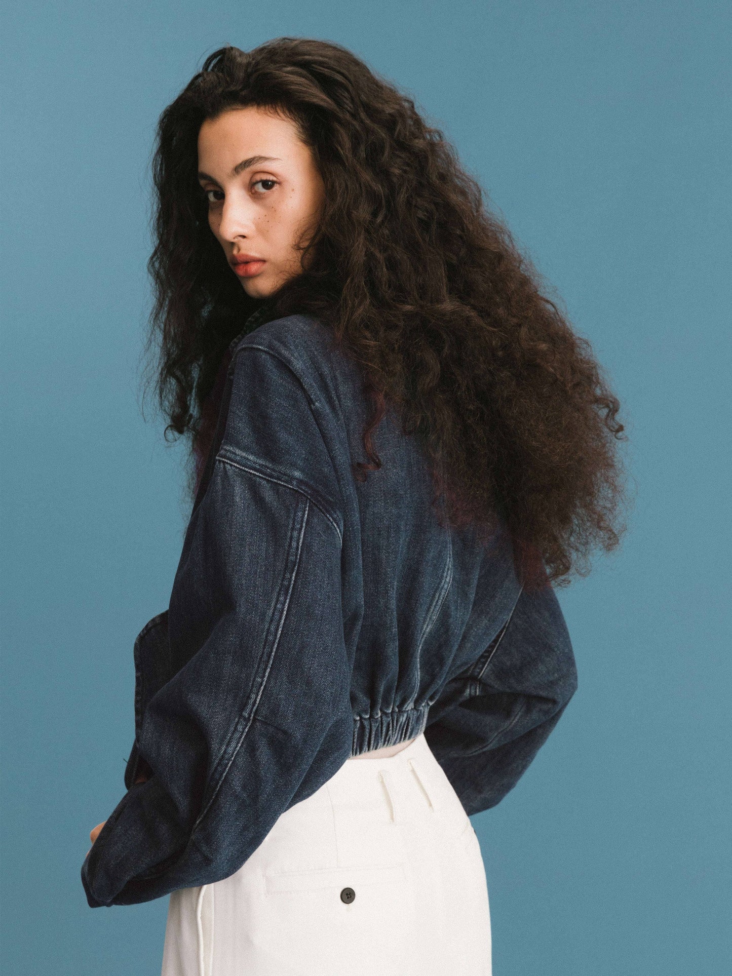 Funnel Neck Denim Jacket