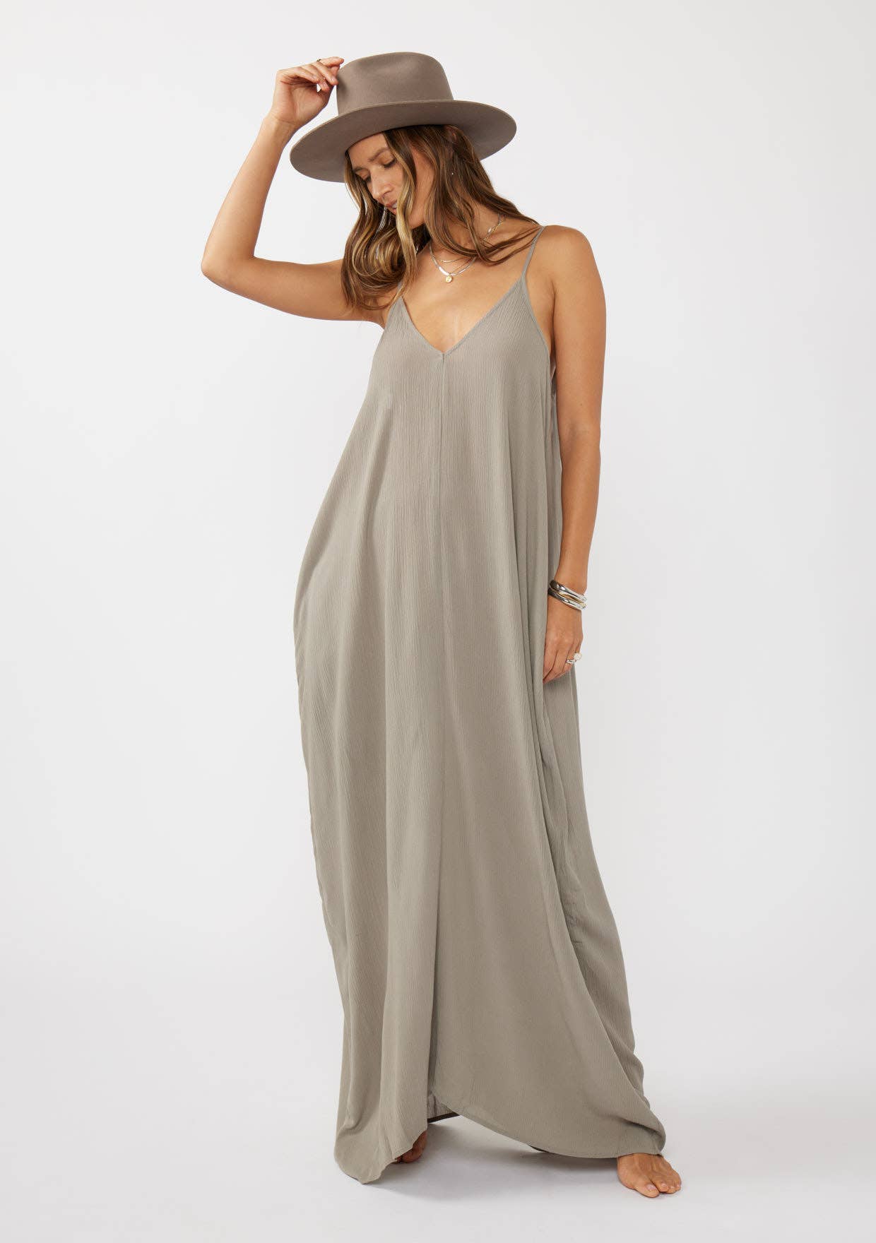 Cocoon V-Neck Maxi Dress with Pockets