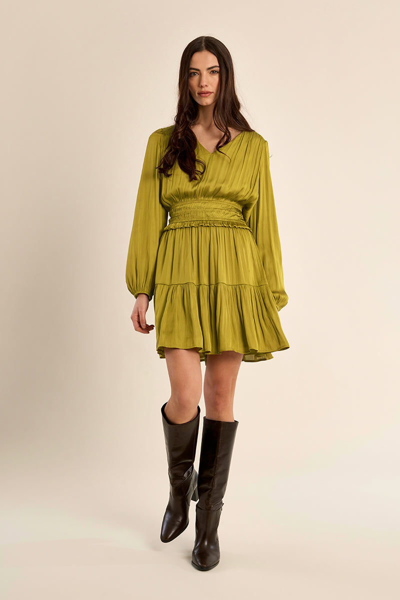 Roxy Pleated Satin Dress