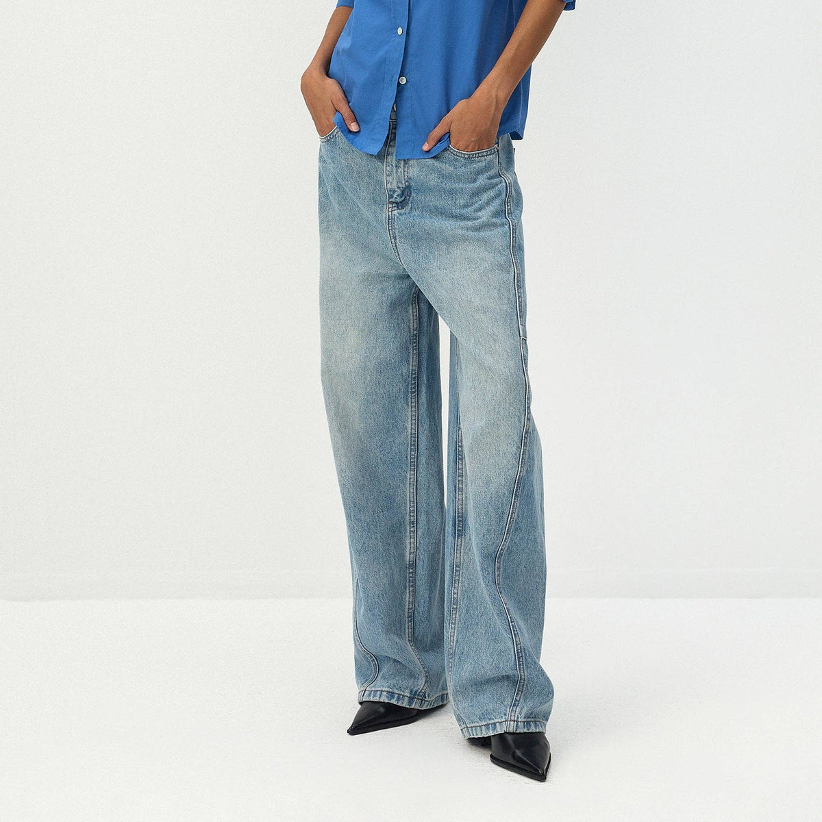 CUBIC Panelled Barrel-Leg Jeans