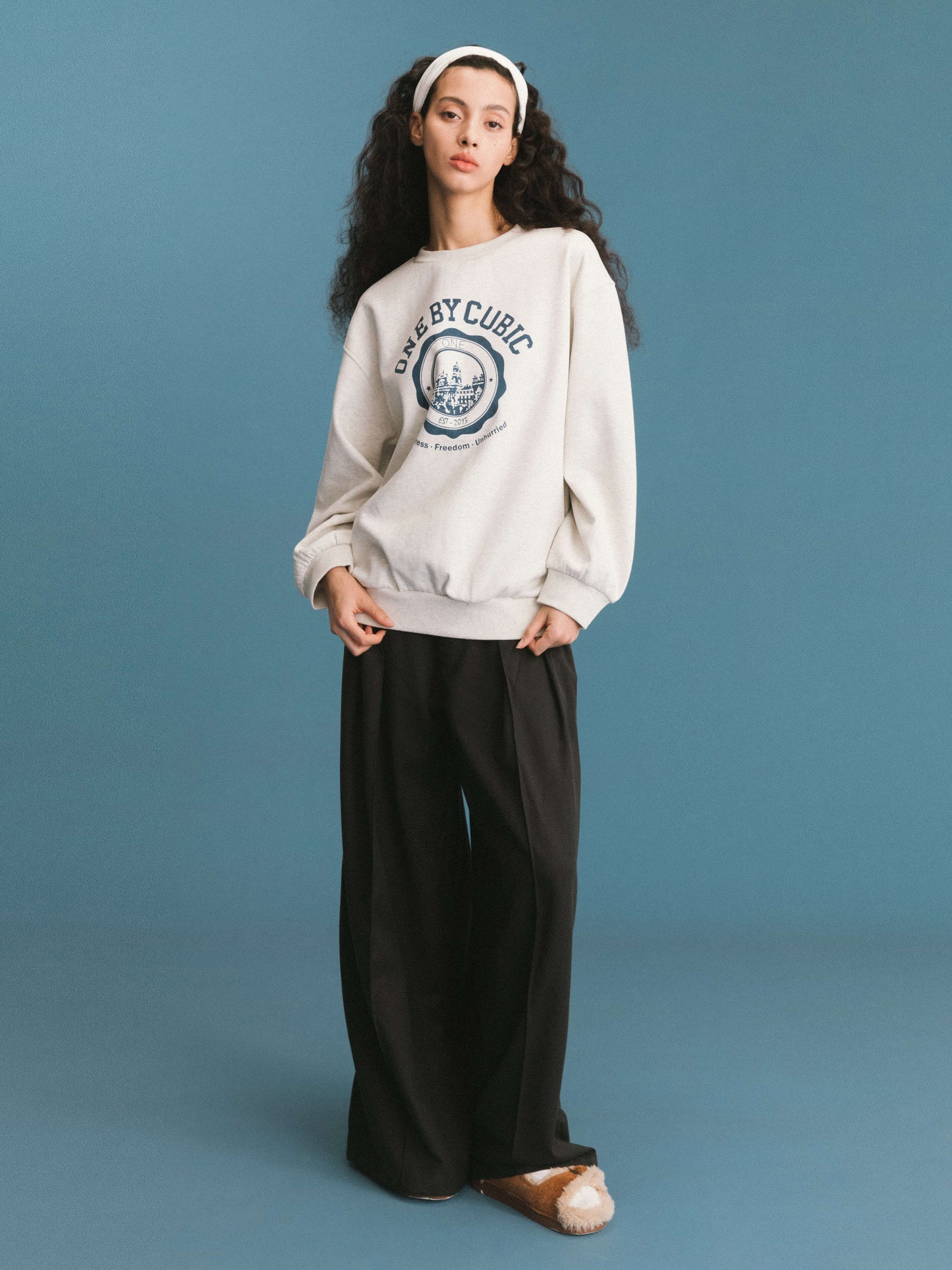 Pleated Wide Leg Wool Blend Trousers