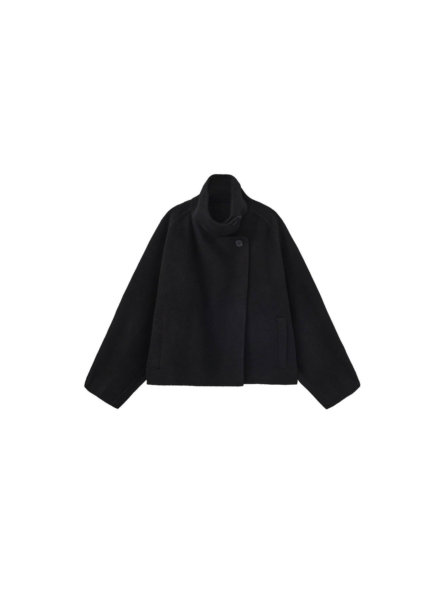 100% Wool Casual Stand-Collar Cropped Jacket