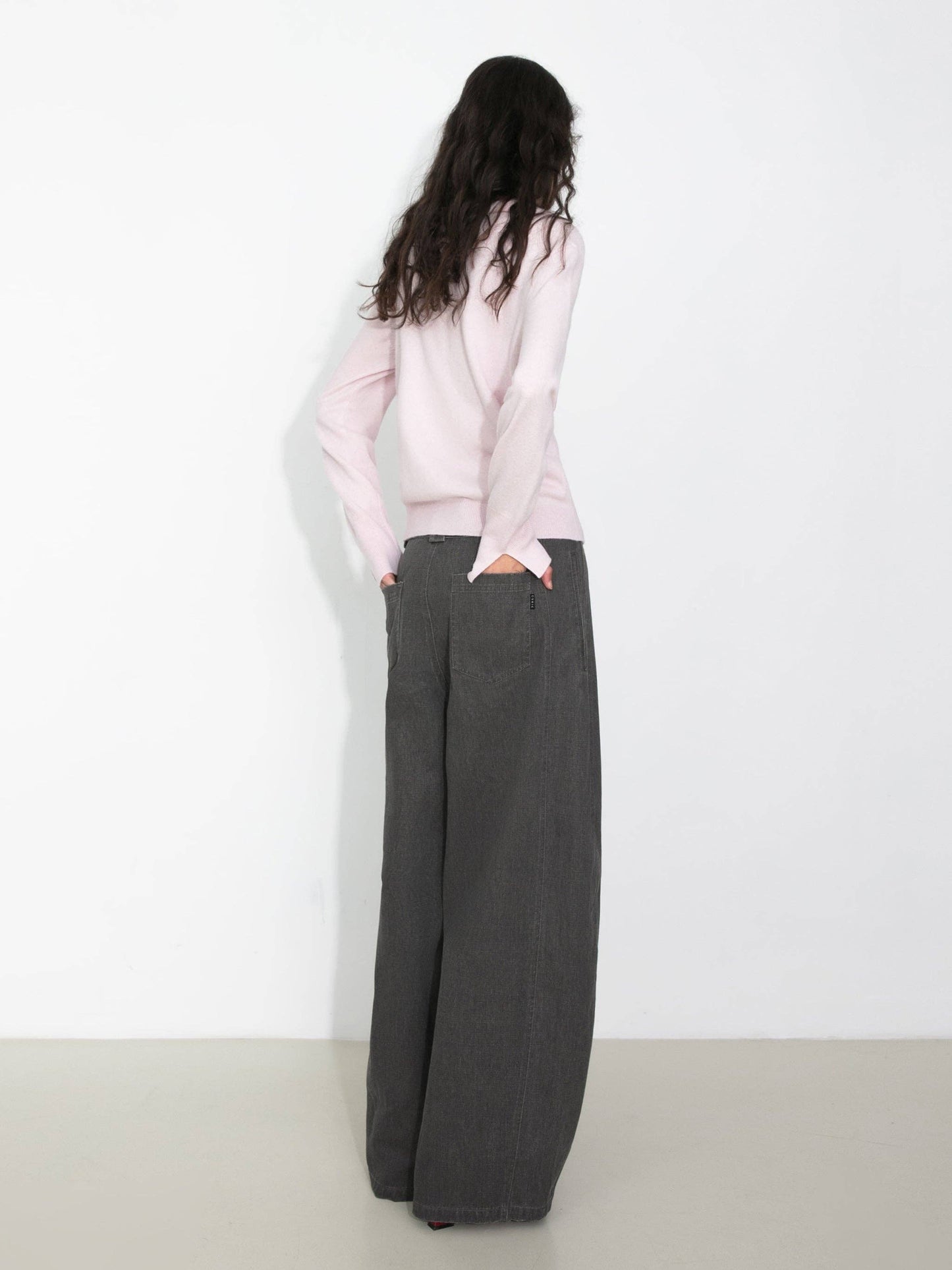 Sofia Wide Belted Tapered-Leg Denim Trousers