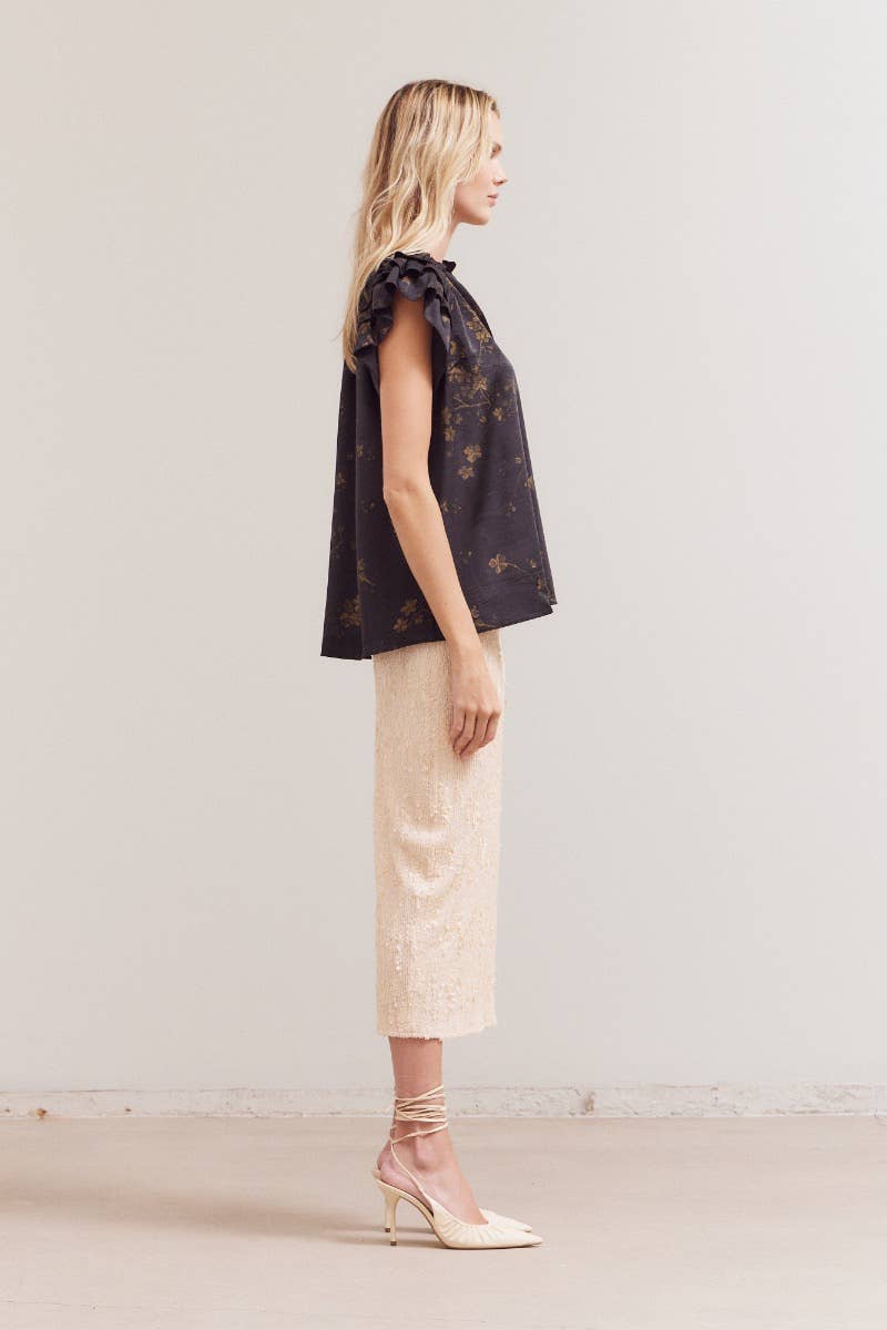 April Satin Ruffle Top