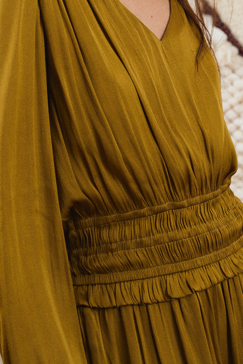 Roxy Pleated Satin Dress